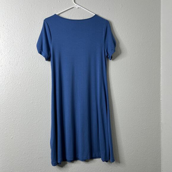 Chicos Jersey Knit Dress 0 Small Blue Knee Length Twist Sleeve Stretch - Picture 7 of 8